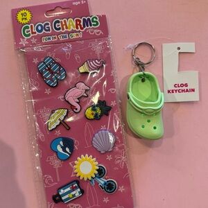 Green Clog Keychain with Fun Charms for Crocs or Bogg Bag